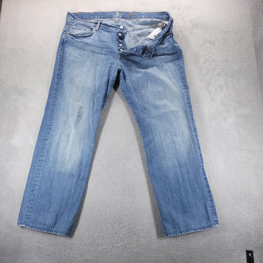 7 For All‎ Mankind Jeans Mens 40x32 Blue Relaxed Straight Light Wash Denim
